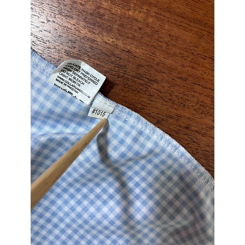 Collars & Co Mens XL Blue Gingham Dress Collar Polo Performance Shirt Preppy - Picture 7 of 9